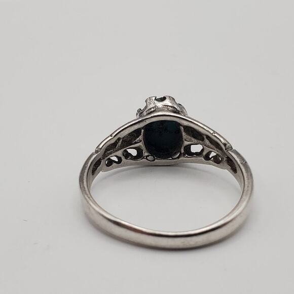 Seta Sterling Silver Vintage 925 Solitaire Blue Gem Ring Size 7.5 - Picture 6 of 8